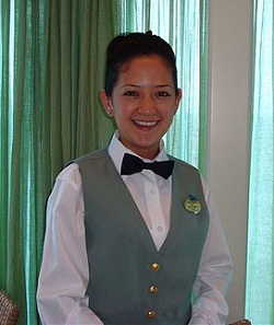 Cruise ship buffet stewardess