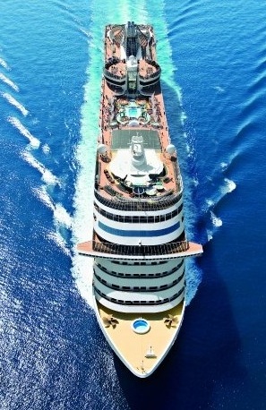 Cruise ship aerial view